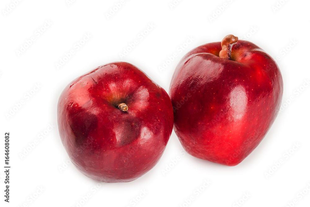 red apples isolated on white background closeup