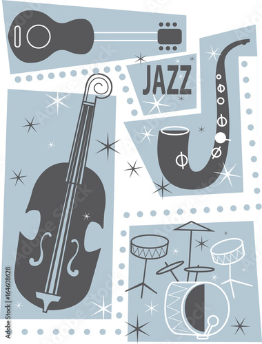 Jazz festival / Creative conceptual music festival vector. Musical instruments.
