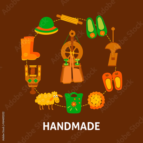 Handmade banner with felting items