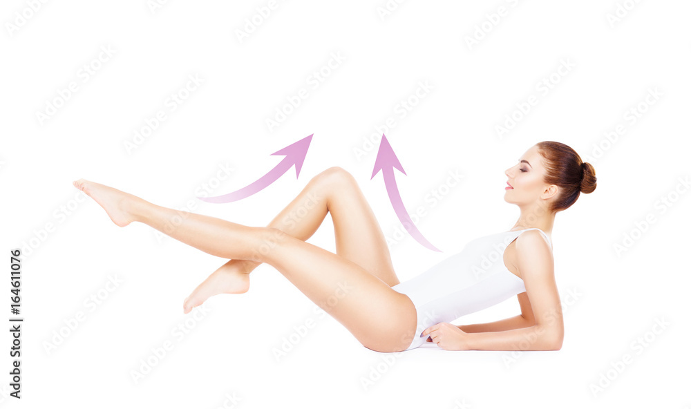 Fit and sporty girl in white underwear. Health, sport, fitness, nutrition, fat lose; epilation, cellulite and hair removal, liposuction, healthy life-style concept. Fit and sporty girl in white underwear. Health, sport, fitness, nutrition, fat lose; epilation, cellulite and hair removal, liposuction, healthy life-style concept.