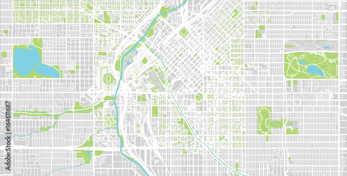 Vector city map of Denver, Colorado. 