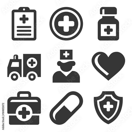 Health Care Medical Icons Set. Vector