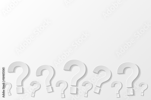 3d question marks on bright background. Vector.