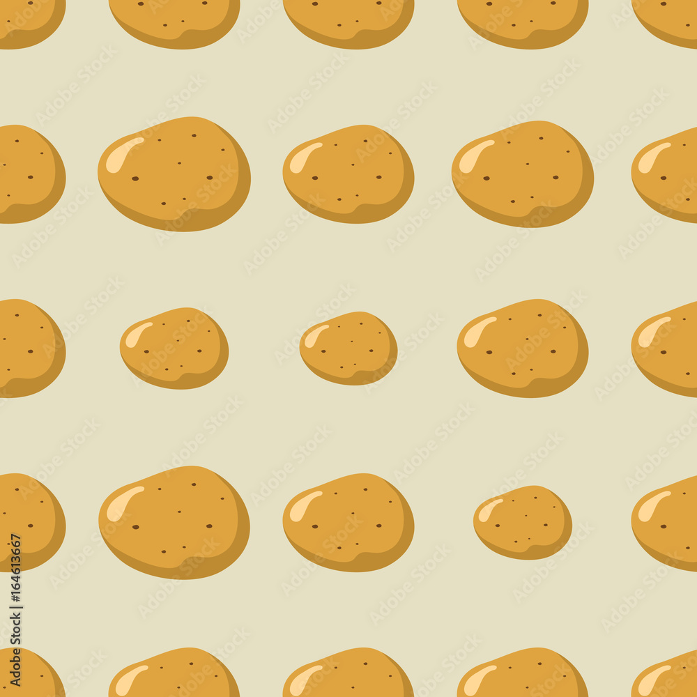 Potato vector seamless pattern. Cartoon vegetable stylish texture. Repeating potato vegetables seamless pattern background for eco bio vegetables design and web Potato vector seamless pattern. Cartoon vegetable stylish texture. Repeating potato vegetables seamless pattern background for eco bio vegetables design and web
