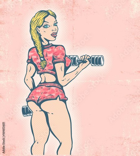 fitness girl in comics style