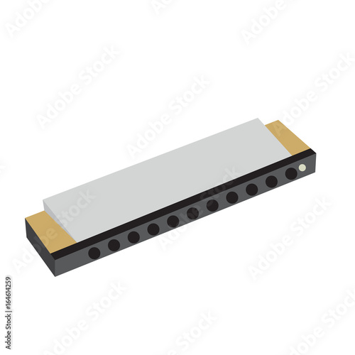 Isolated harmonica on a white background, Vector illustration