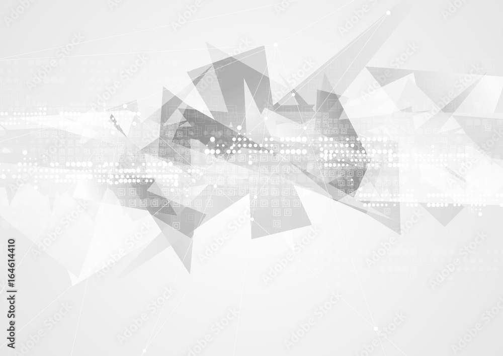 Grey technology geometric polygon abstract background