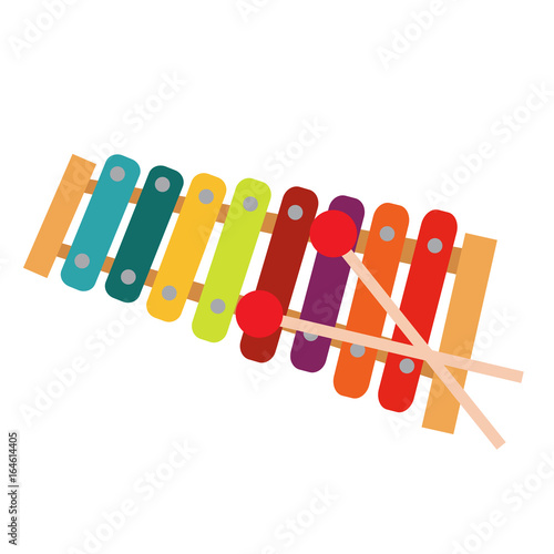 Isolated xylophone instrument on a white background, Vector illustration