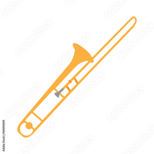 Isolated trombone instrument on a white background, Vector illustration