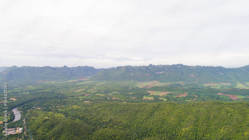 Fototapeta premium Kanchanaburi, Thailand. villages and forest near Khwae Yai river.