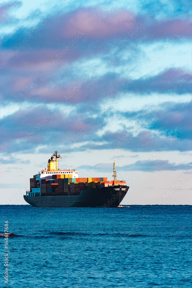 Black cargo ship