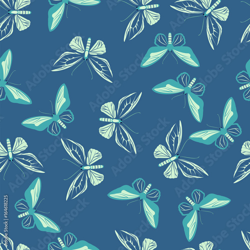 Vector pattern with butterflies.
