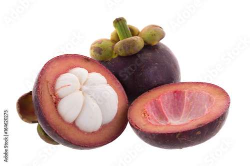 Mangosteens Queen of fruits, ripe mangosteen fruit isolated on white background
