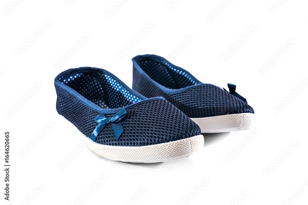 pair of summer blue sneakers isolated on white background. pair of summer blue sneakers isolated on white background.
