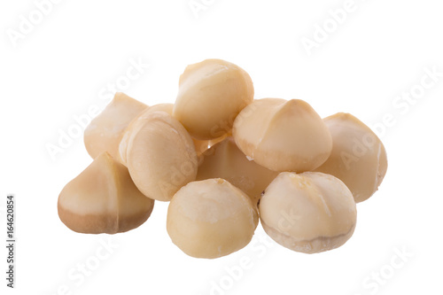 Dried macadamia nut isolated on a white background