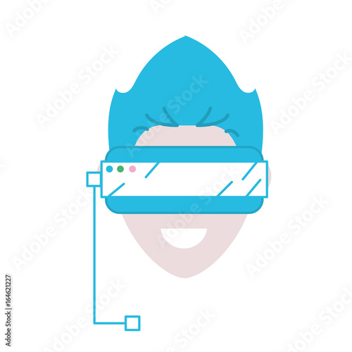 boy face with 3d glasses to dimension experience