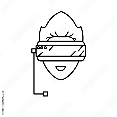 line boy face with 3d glasses to dimension experience
