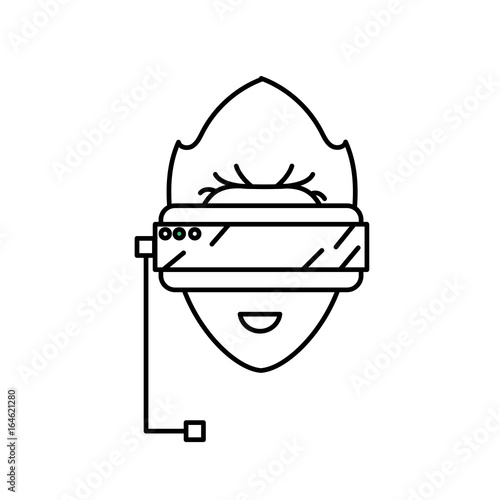 line boy face with 3d glasses to dimension experience
