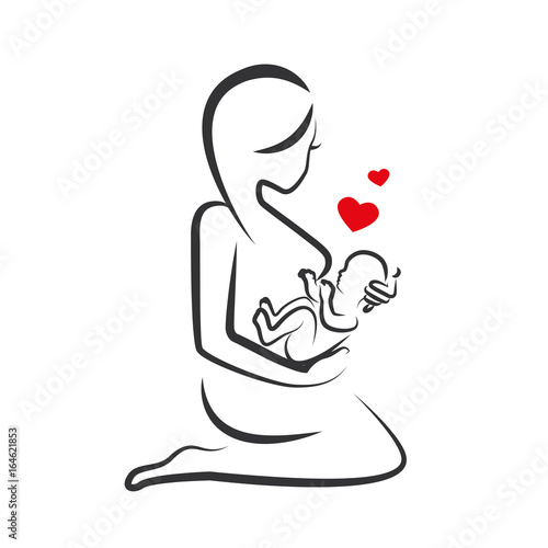 mutter mit baby skizze