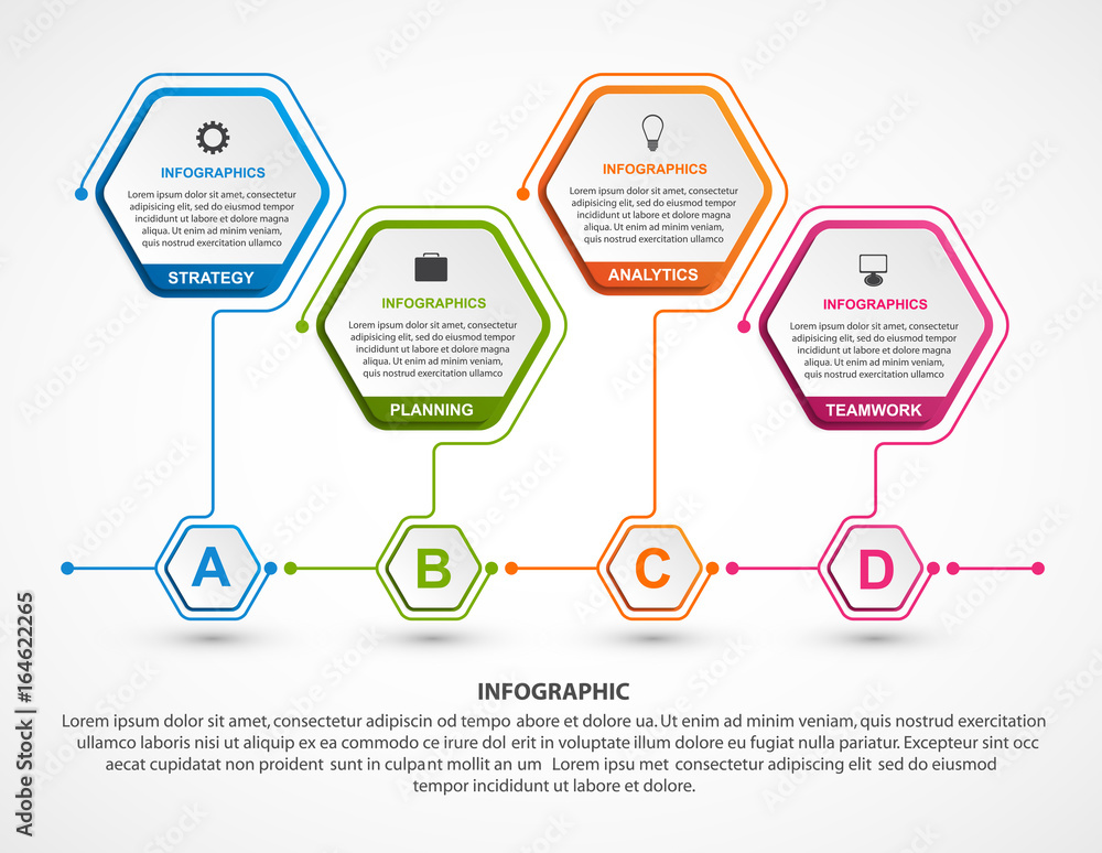 Hexagon infographics template. Infographics for business presentations or information banner. Hexagon infographics template. Infographics for business presentations or information banner.