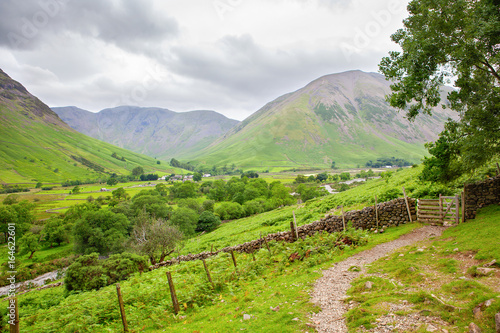 Views on the path to Scafell pike, the highest mountain in England, Lake District National Park, England, selective focus