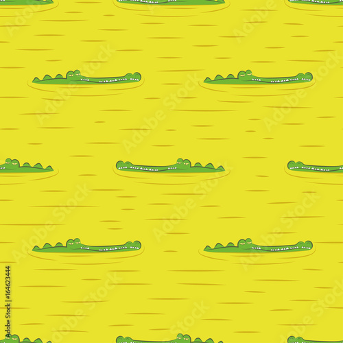 Seamless crocodile pattern. Alligators in water. Vector background.