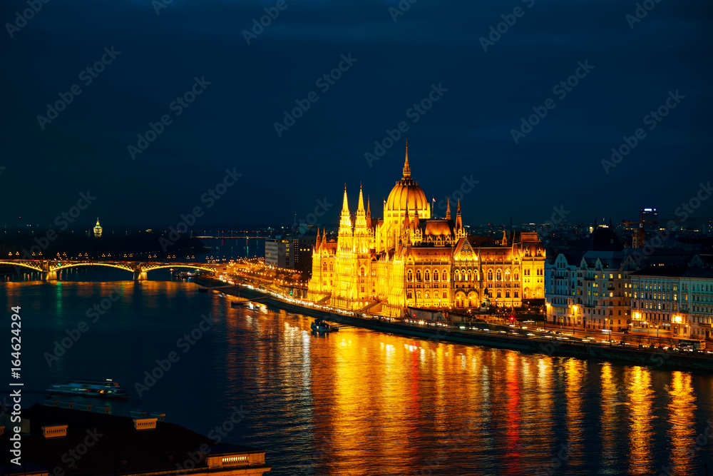 Overview of Budapest with the Parliament building