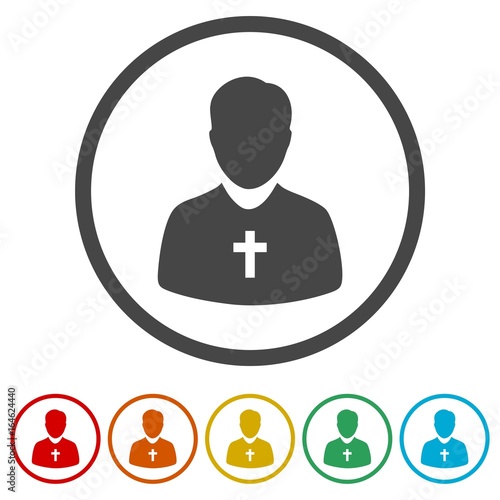 Priest Icons set Flat Graphic Design - Illustration 