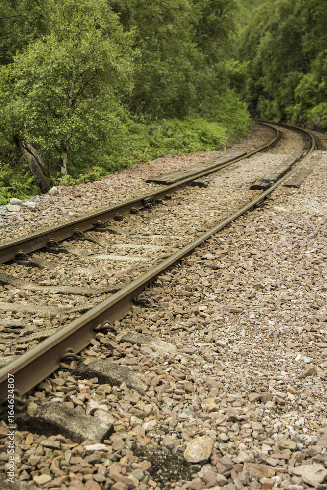 Railway Tracks Leading from lighter foreground into shadier cutting Railway Tracks Leading from lighter foreground into shadier cutting