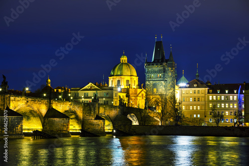 Obraz na płótnie The Old Town with Charles bridge tower in Prague w salonie
