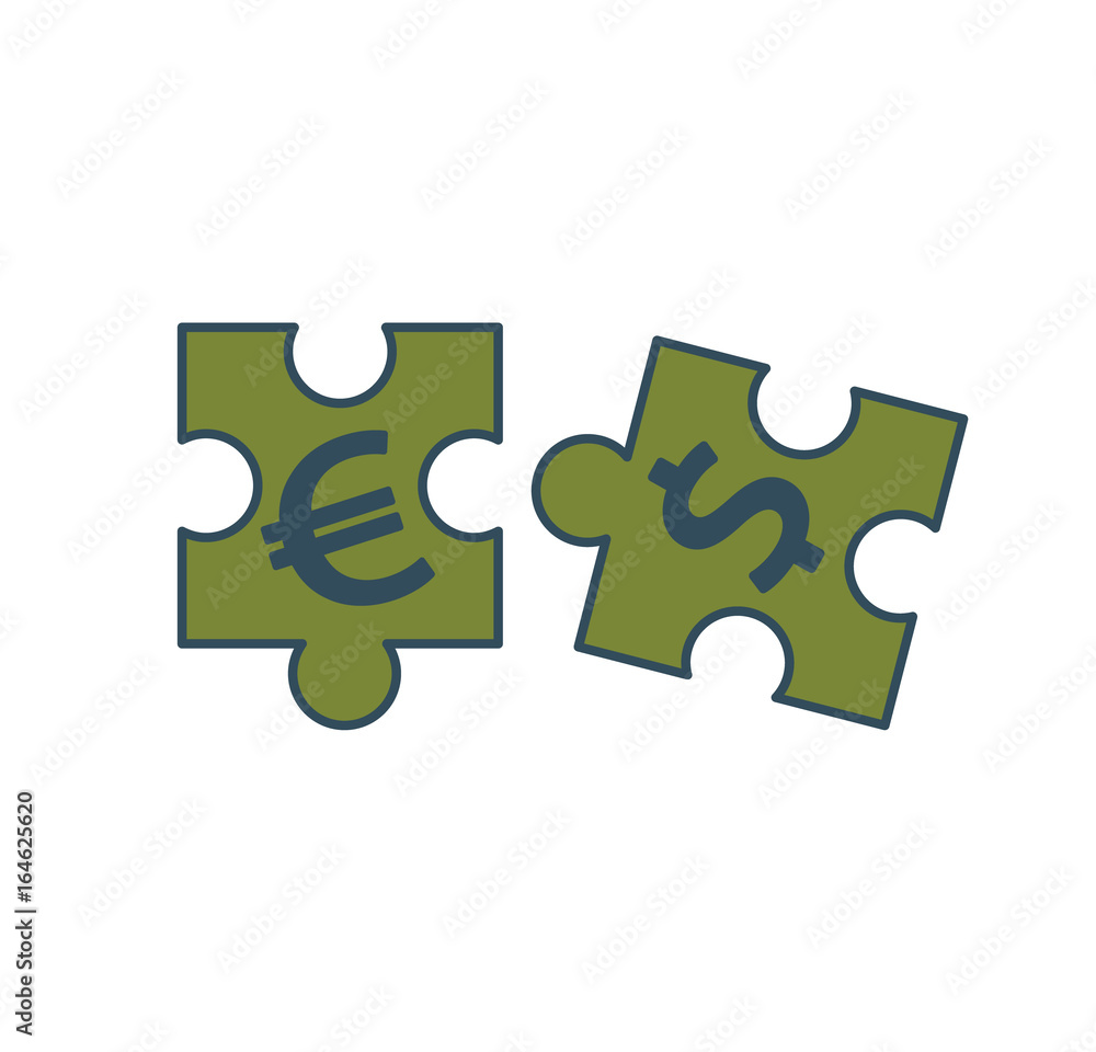Fototapeta premium Dollar Euro Puzzle symbols
