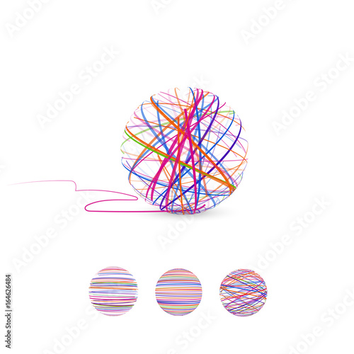 Tangle vector illustration. Ball of thread for knitting.