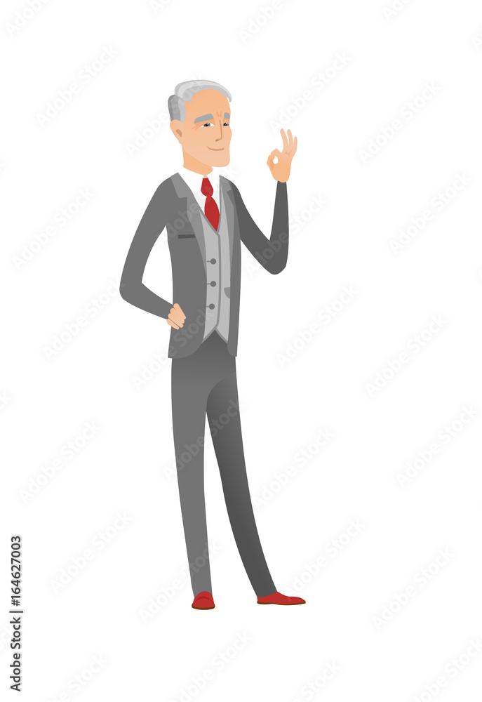 Senior caucasian businessman showing ok sign Senior caucasian businessman showing ok sign