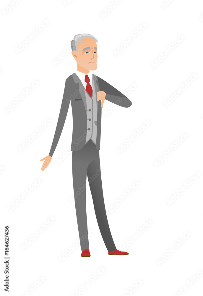 Disappointed caucasian businessman with thumb down Disappointed caucasian businessman with thumb down