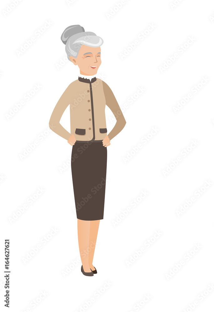 Gray senior caucasian business woman laughing. Gray senior caucasian business woman laughing.