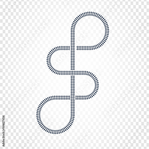 Railway line, labyrinth and nodes. Map of the tramway for trains with turns and bridges vector illustration