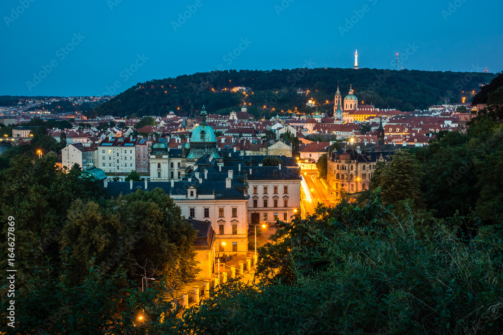 Night view of the panorama Prague, Czech Republic