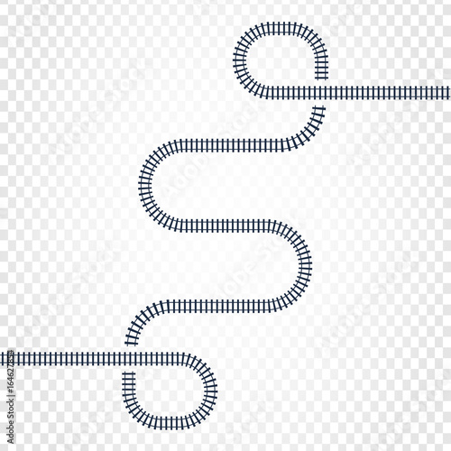 Railway line, labyrinth and nodes. Map of the tramway for trains with turns and bridges vector illustration