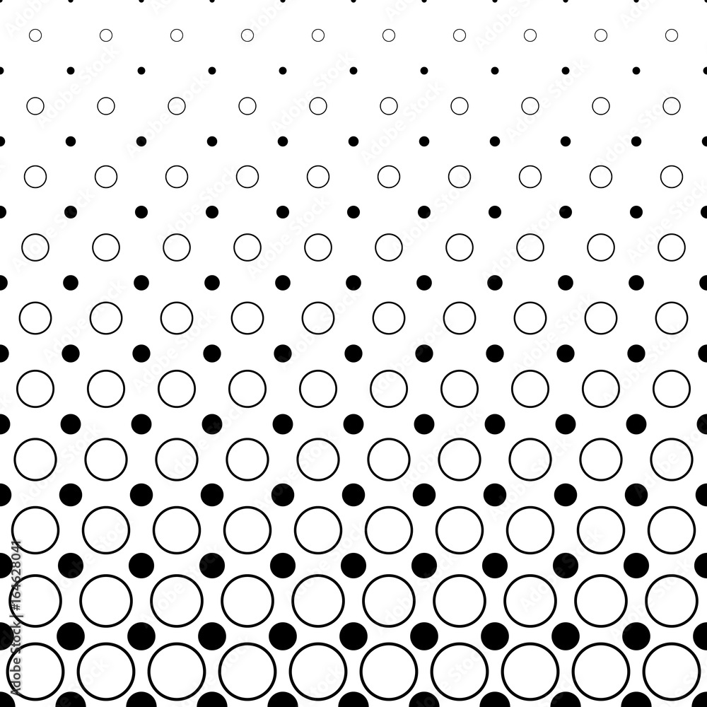 Monochrome circle pattern - abstract geometrical vector background from dots and circles