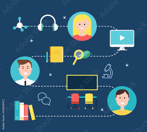 Blended Learning Education Concept Illustration. Vector Design