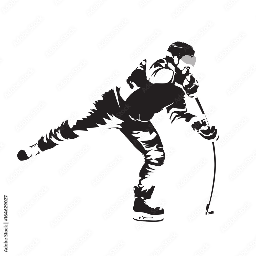 Fototapeta premium Shooting ice hockey player, abstract vector silhouette