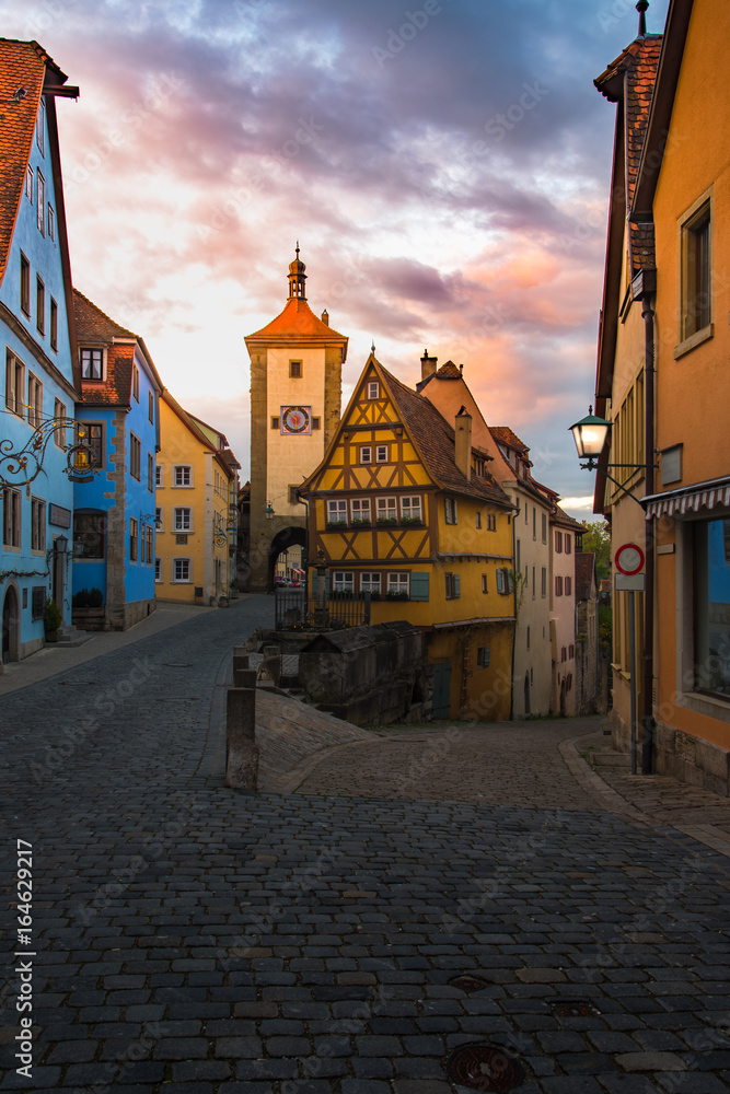 Rothenberg German traditional house with beautiful sunrise morning sky.