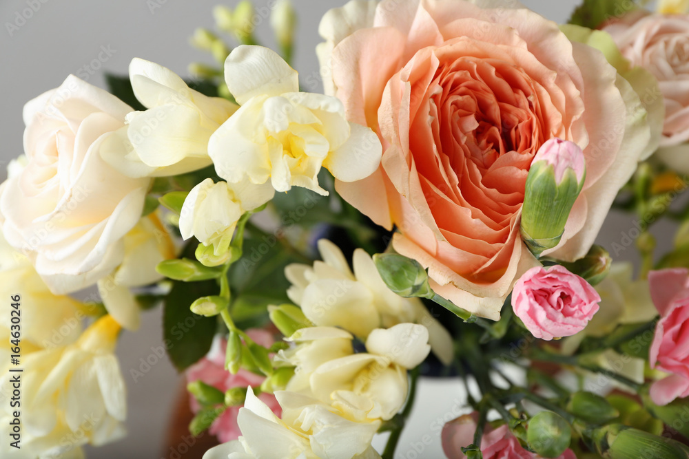 Beautiful bouquet of fresh freesia, closeup Beautiful bouquet of fresh freesia, closeup