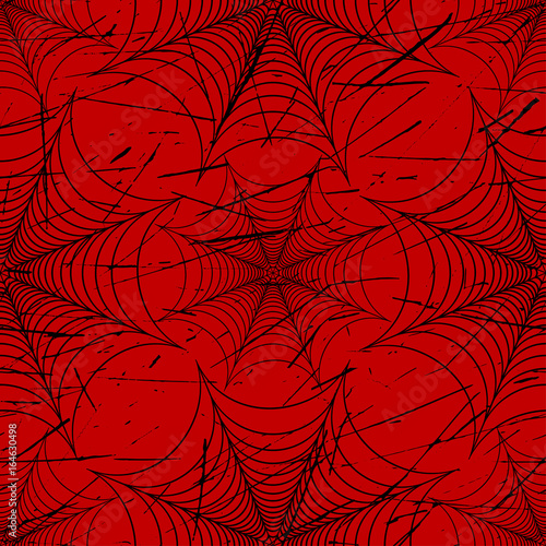 Scratched spider web seamless pattern black and red vector