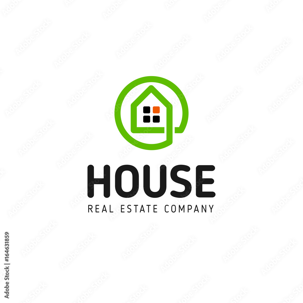 Home linear vector logo. Smart house line art green and black logotype. Outline real estate icon. Home linear vector logo. Smart house line art green and black logotype. Outline real estate icon.