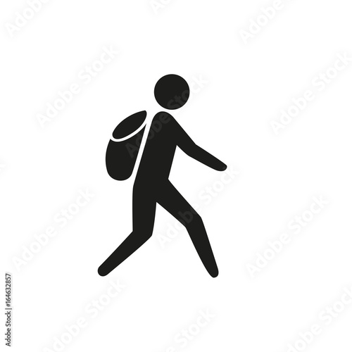 Walking pupil with backpack simple icon