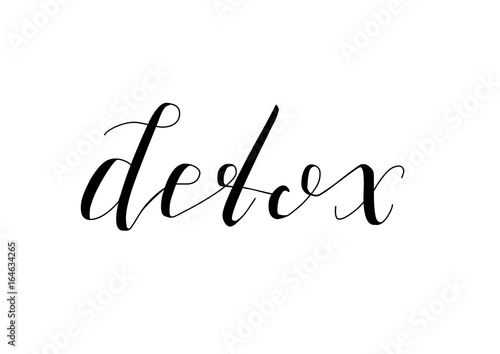 Detox- Isolated on White Background Hand Drawn Lettering. Vector Illustration Quote. Handwritten Inscription Phrase for T-shirt Print, Poster, Cover, Case Design, Sale, Banner, Invitation.