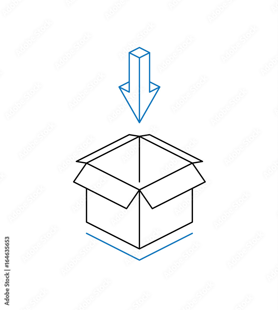 Packaging box with arrow isolated on white background Packaging box with arrow isolated on white background