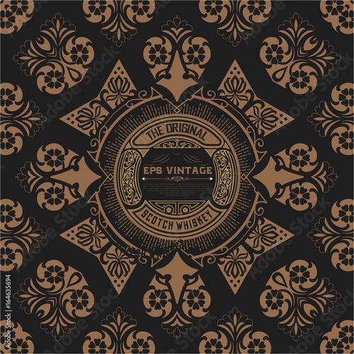 Whiskey label with old frames. Vector layered