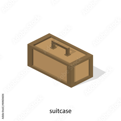 Isometric 3D vector illustration wooden box with tools. Suitcase for accessories